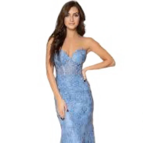 Sherri Hill | Dresses | Sherri Hill Periwinkle Corset Top Sweetheart  Neckline Fitted Gown Size 4 | Poshmark